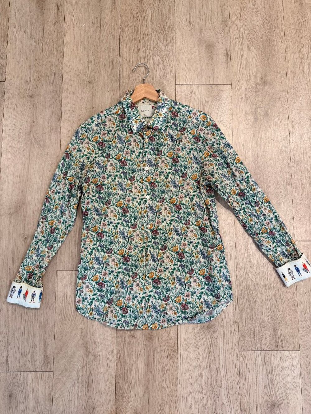 Paul Smith Special Edition Green Botanical Shirt Illustrated Cuffs M